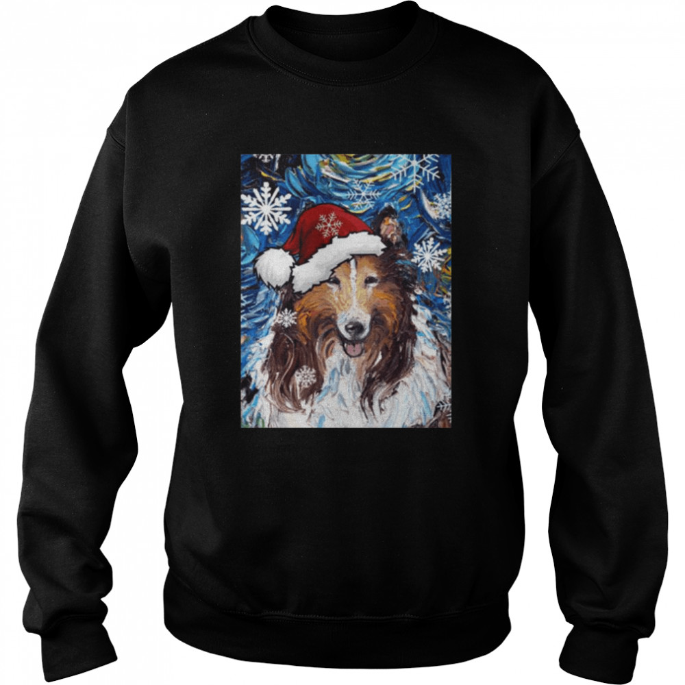 The Starry Night Santa Collie Christmas shirt Unisex Sweatshirt