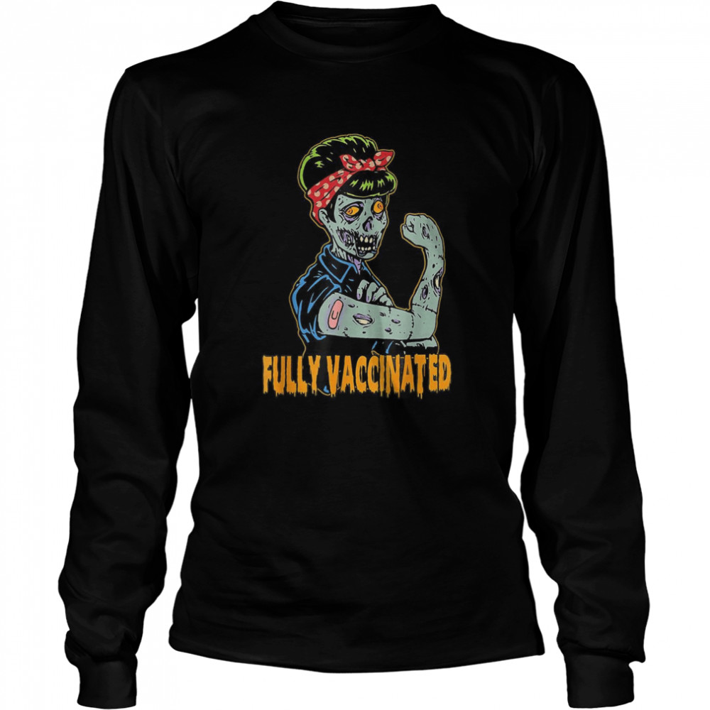 Vaccinated Halloween Zombie Scarry Long Sleeved T-shirt