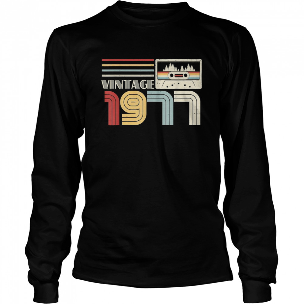 Vintage 1977 Cassette Tape 44th Birthday 44 Years Old Long Sleeved T-shirt