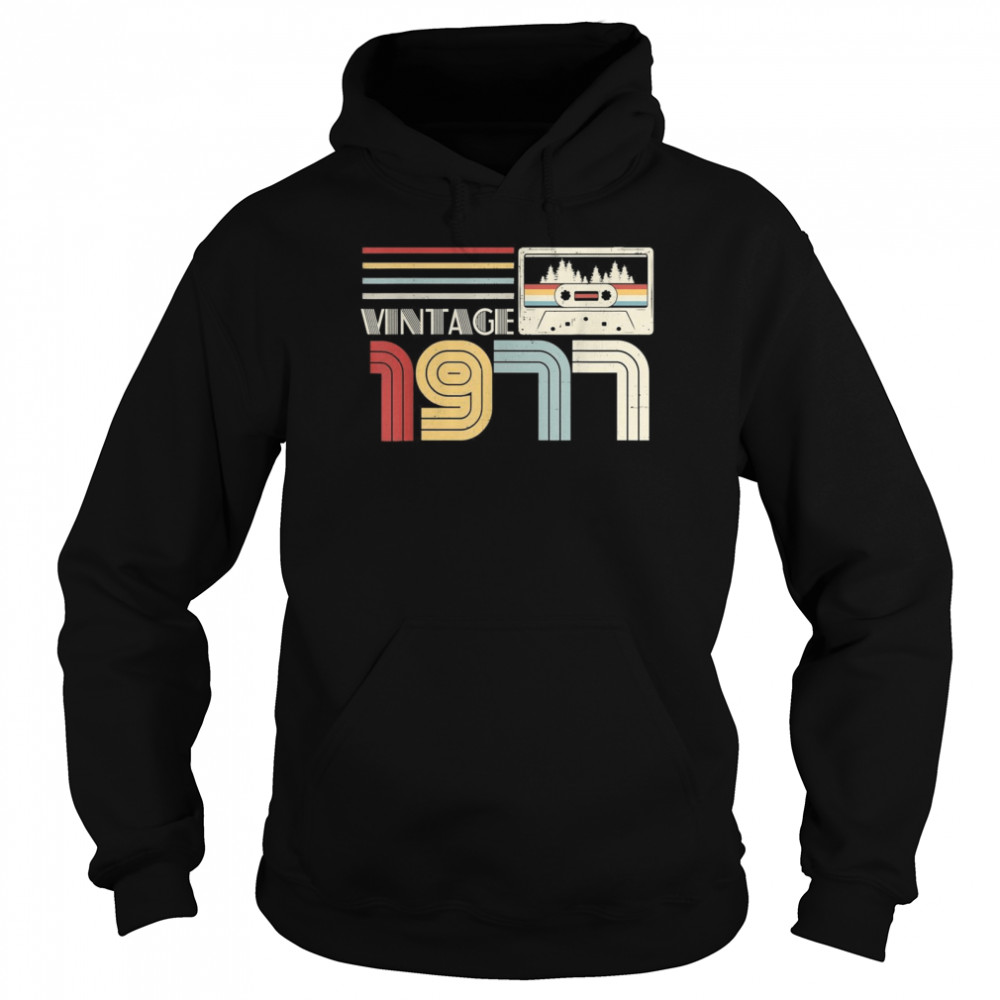 Vintage 1977 Cassette Tape 44th Birthday 44 Years Old Unisex Hoodie