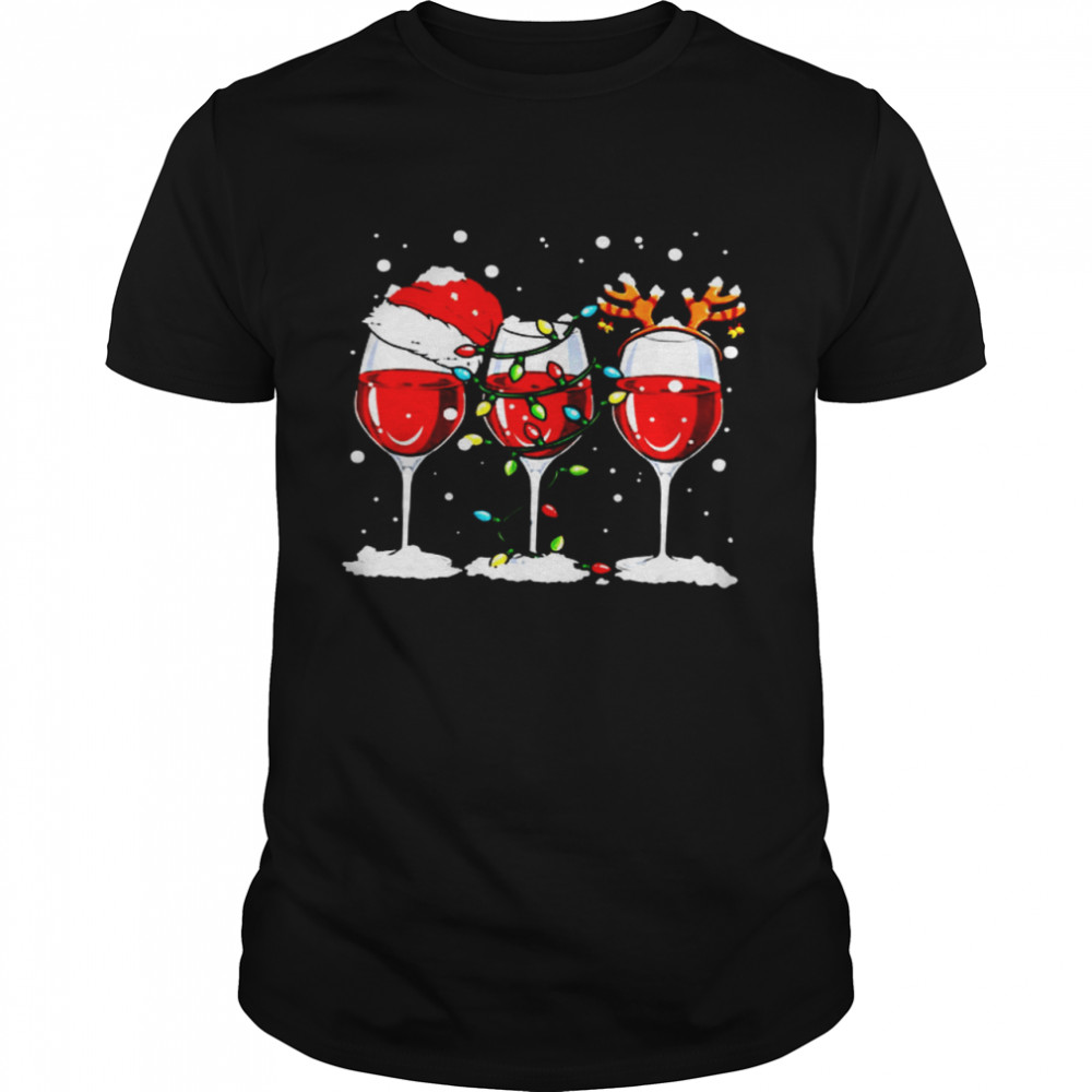 Wine Santa Light Reindeer Classic Men's T-shirt