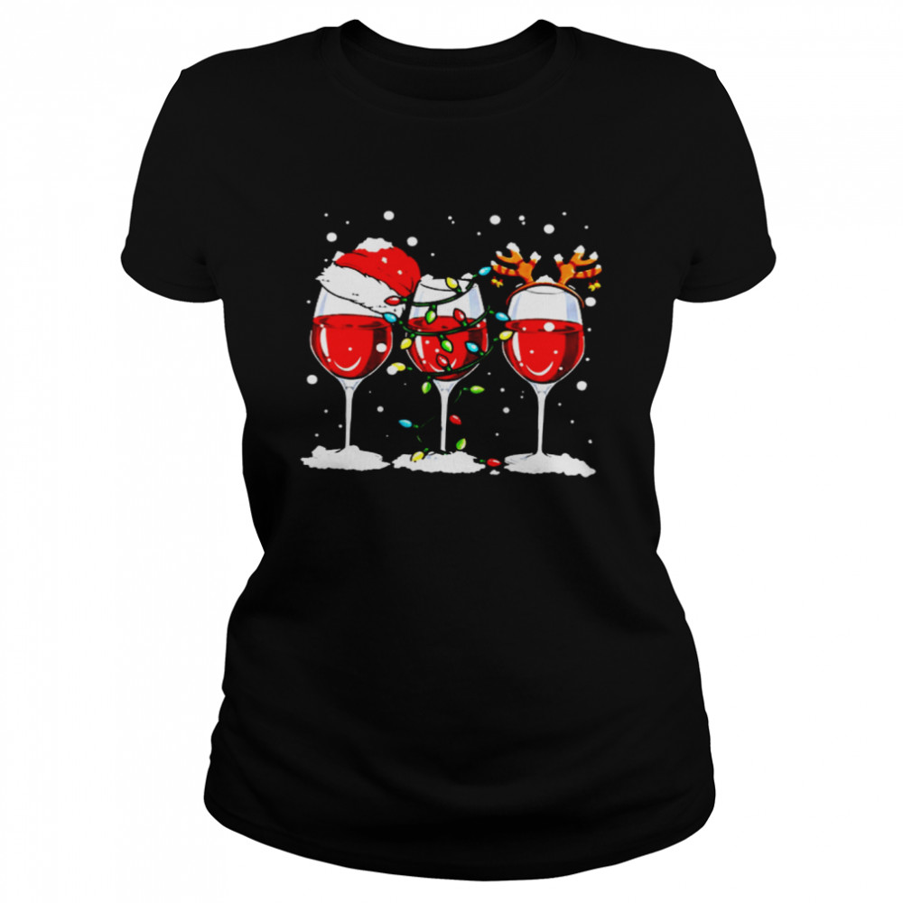 Wine Santa Light Reindeer Classic Women's T-shirt