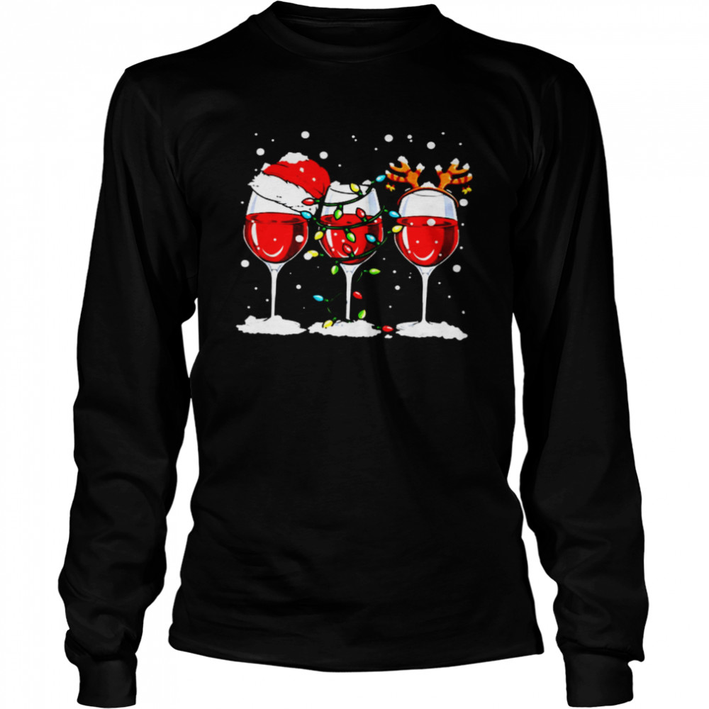 Wine Santa Light Reindeer Long Sleeved T-shirt