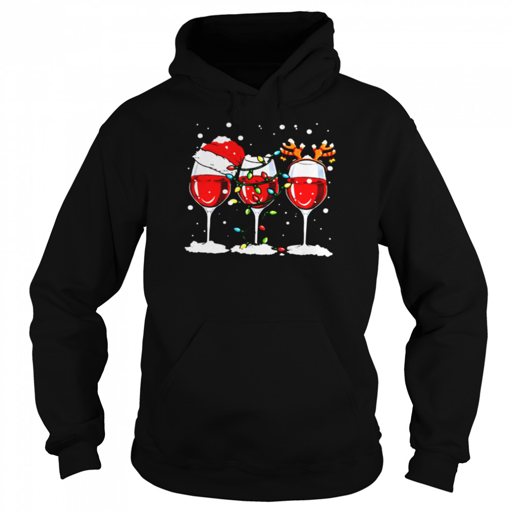 Wine Santa Light Reindeer Unisex Hoodie