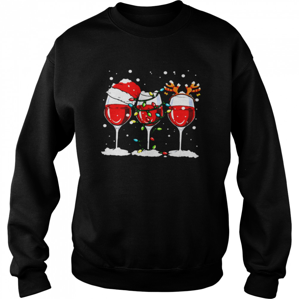 Wine Santa Light Reindeer Unisex Sweatshirt