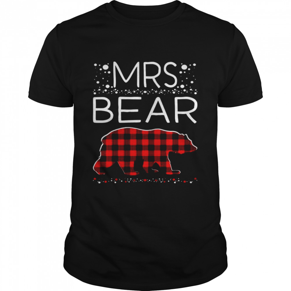 Mrs Bear Christmas Pajamas Matching Family Plaid  Classic Men's T-shirt