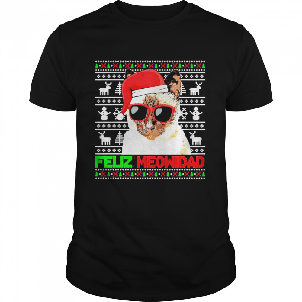 Siamese Cat Feliz Meowidad Christmas Sweater Classic Men's T-shirt