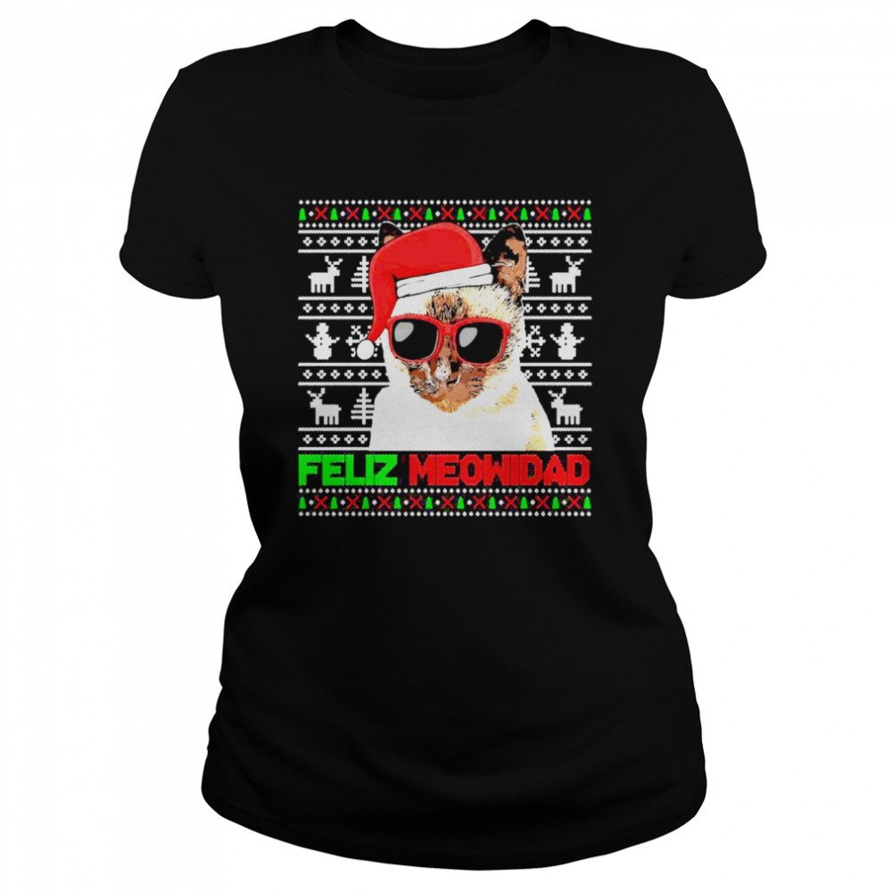 Siamese Cat Feliz Meowidad Christmas Sweater Classic Women's T-shirt