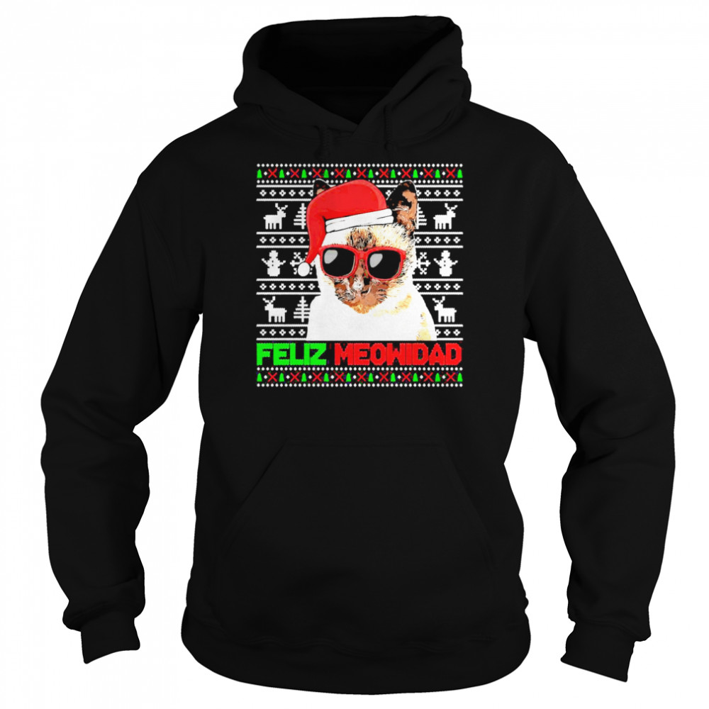 Siamese Cat Feliz Meowidad Christmas Sweater Unisex Hoodie