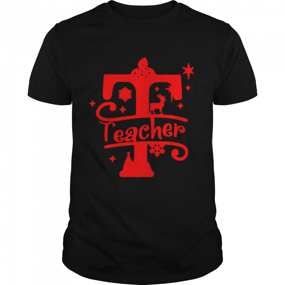 Teacher Alphabet Teacher Squad Christmas Sweater  Classic Men's T-shirt