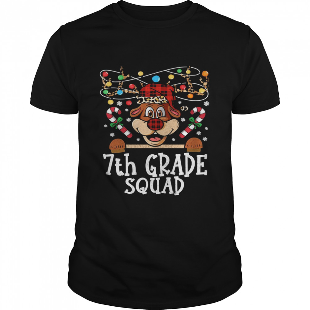 7th grade Squad Reindeer Christmas Teacher squad Xmas Lights  Classic Men's T-shirt