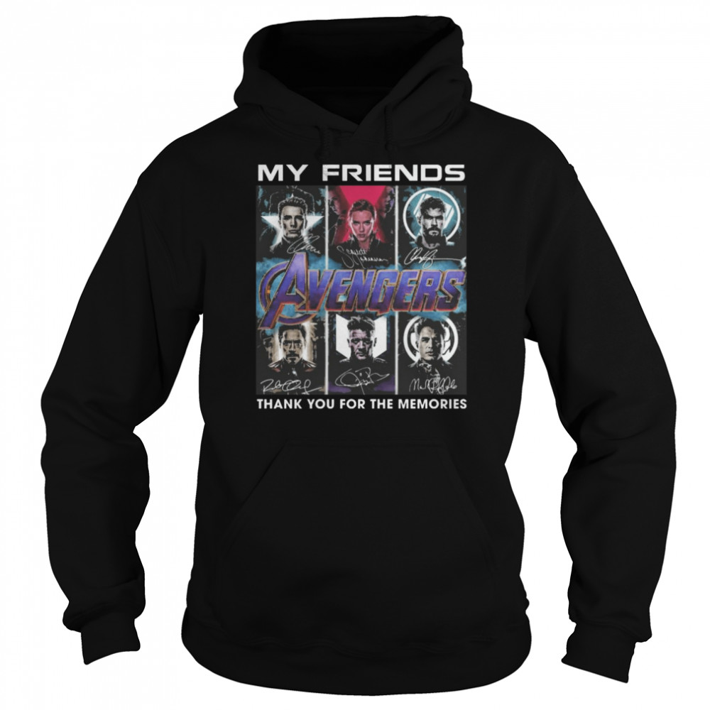 Avengers My Friends thank you for the memories signatures shirt Unisex Hoodie