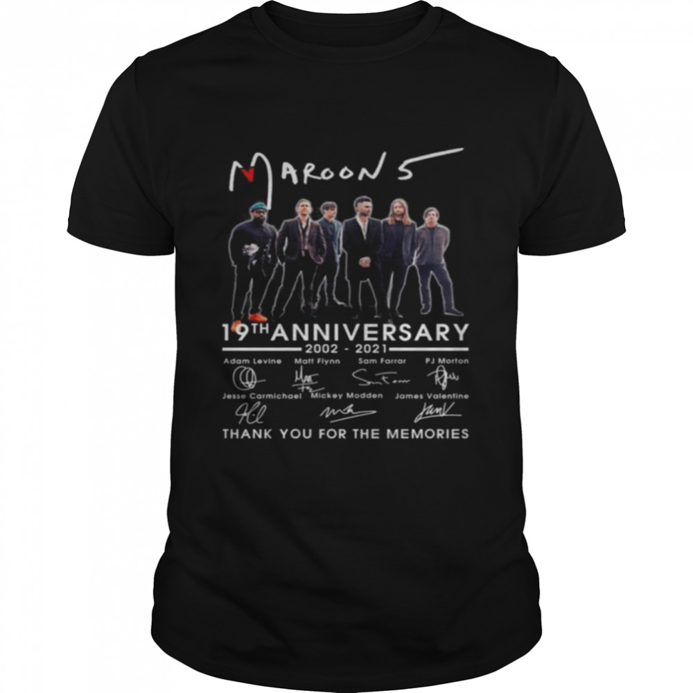 Maroon 5 19th anniversary 2002 2021 thank you for the memories signatures shirt