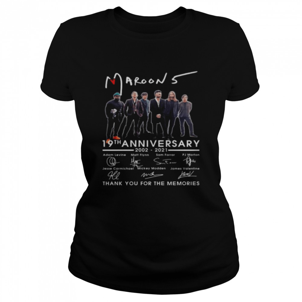 Maroon 5 19th anniversary 2002 2021 thank you for the memories signatures shirt Classic Women's T-shirt