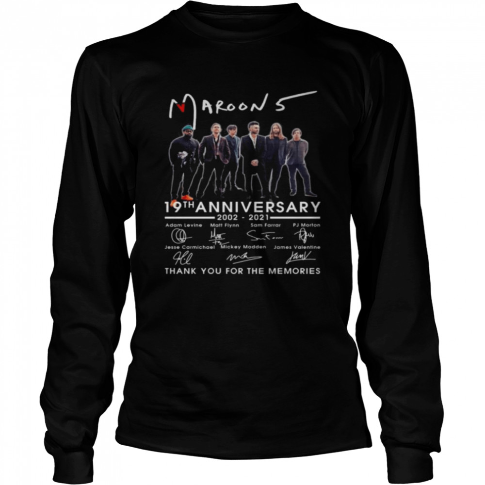 Maroon 5 19th anniversary 2002 2021 thank you for the memories signatures shirt Long Sleeved T-shirt