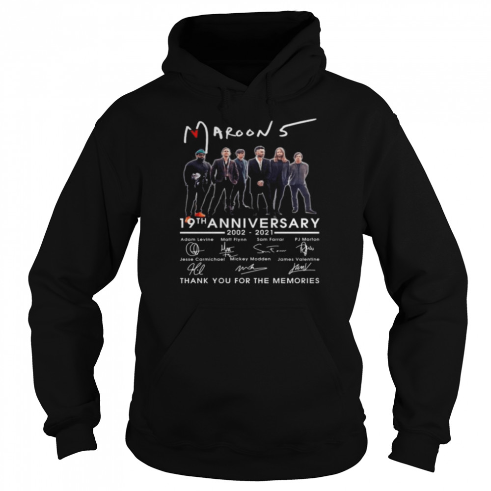 Maroon 5 19th anniversary 2002 2021 thank you for the memories signatures shirt Unisex Hoodie