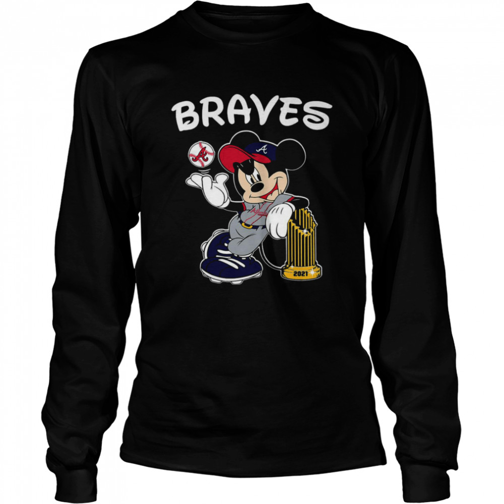 mickey Mouse Atlanta Braves 2021 World Series Champions Cup Long Sleeved T-shirt