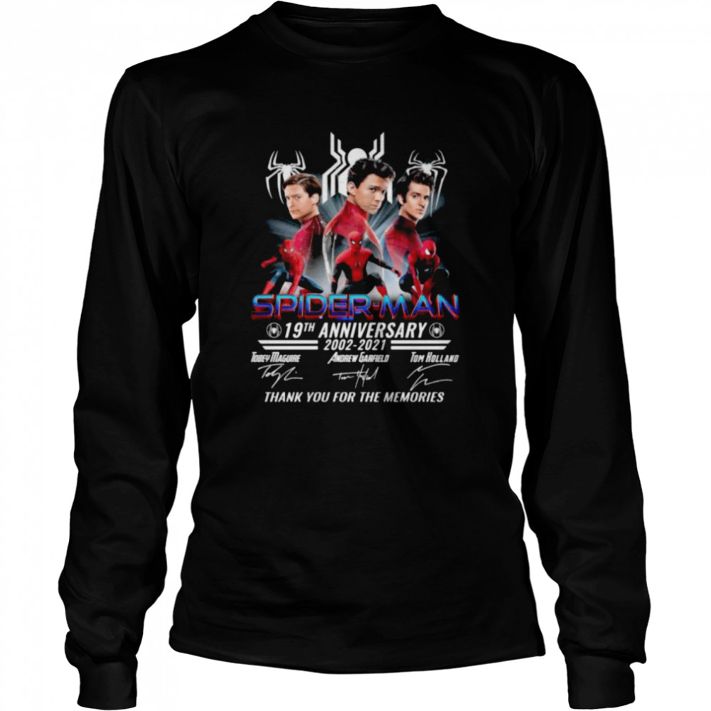 Spider-Man 19th anniversary 2002 2021 thank you for the memories signatures shirt Long Sleeved T-shirt