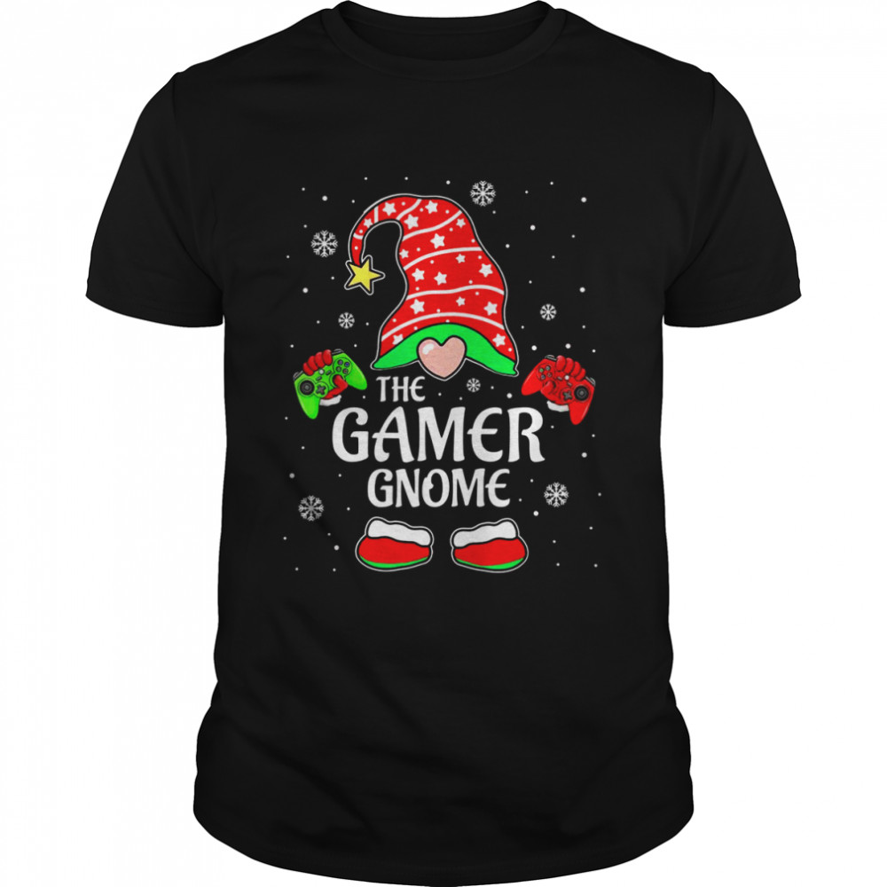 Gamer Gnome Red Plaid Matching Family Christmas Pajama  Classic Men's T-shirt
