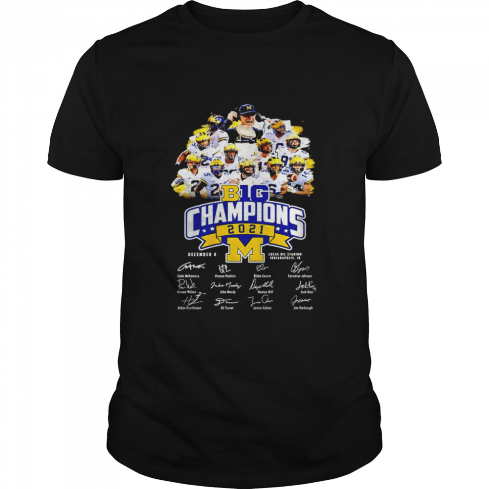 B1G Champions 2021 December 4 Michigan Wolverines signatures shirt Classic Men's T-shirt