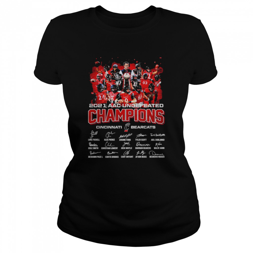 Cincinnati Bearcats 2021 Acc Undefeated Champions Signatures Thank  Classic Women's T-shirt