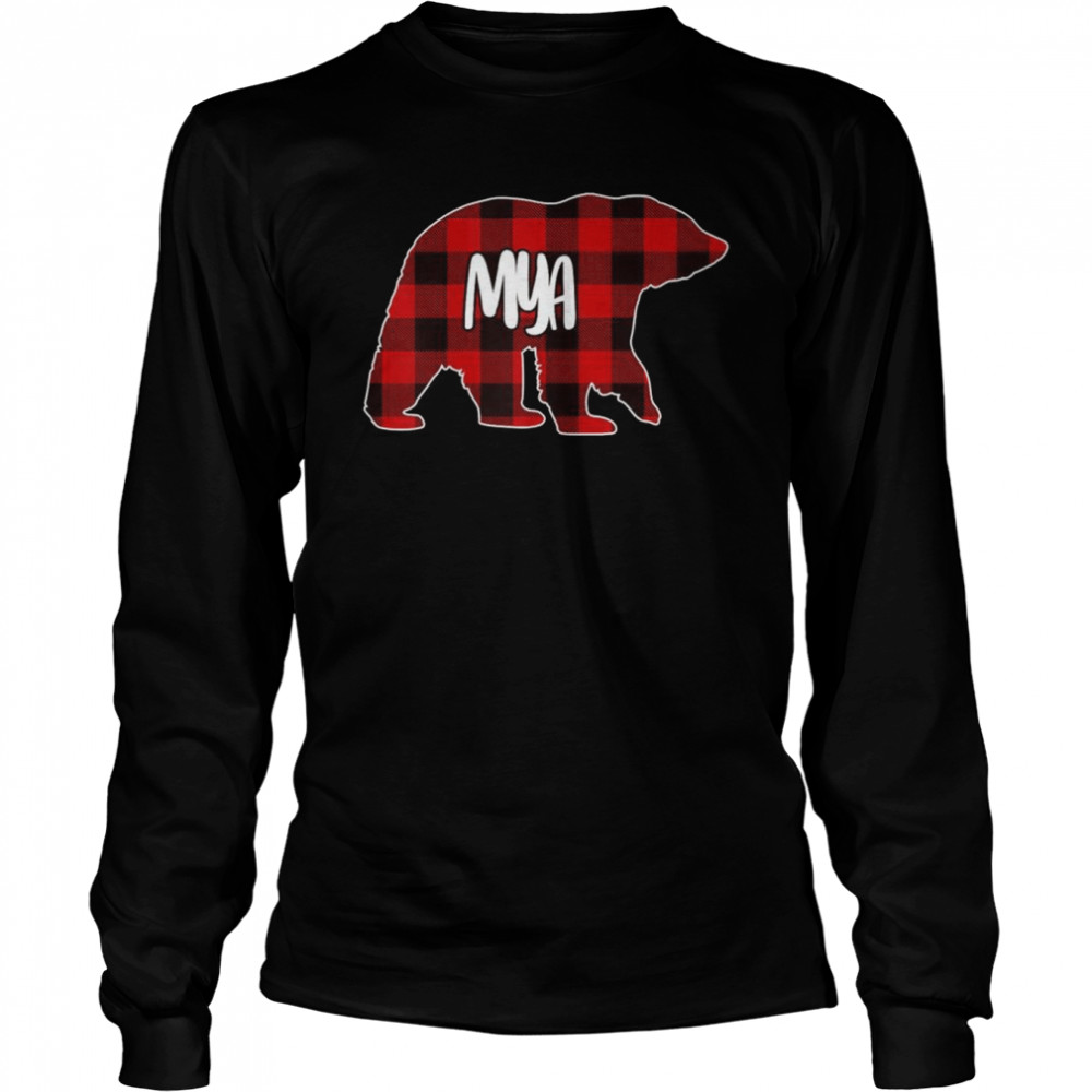 Mya Bear Custom Red Buffalo Plaid Christmas Pajama Long Sleeved T-shirt