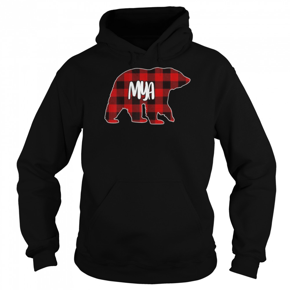 Mya Bear Custom Red Buffalo Plaid Christmas Pajama Unisex Hoodie