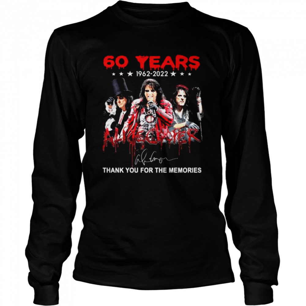 60 years 1962 2022 Alice Cooper thank you for the memories signatures shirt - Copy Long Sleeved T-shirt