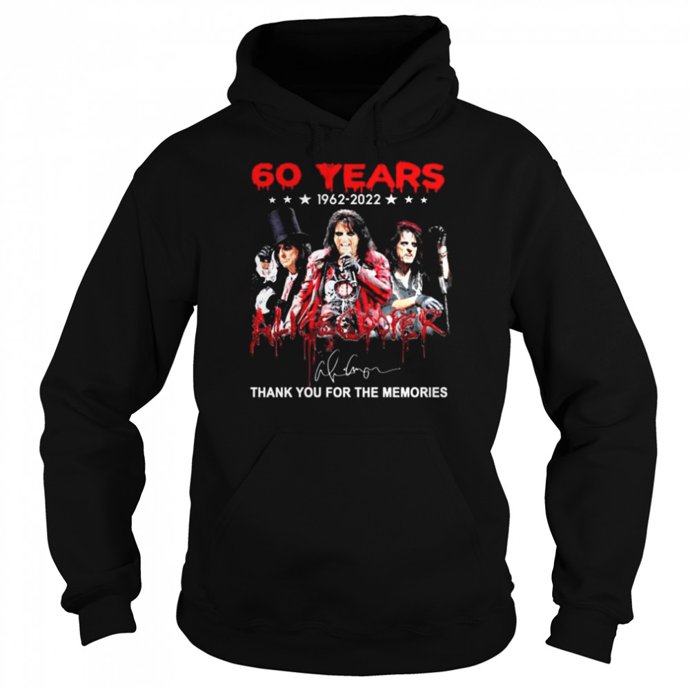 60 years 1962 2022 Alice Cooper thank you for the memories signatures shirt - Copy Unisex Hoodie