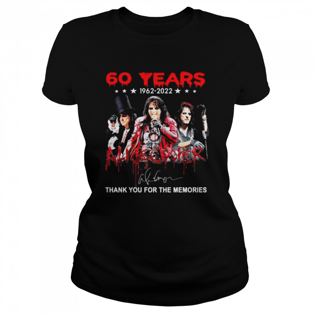 60 years 1962 2022 Alice Cooper thank you for the memories signatures shirt Classic Women's T-shirt