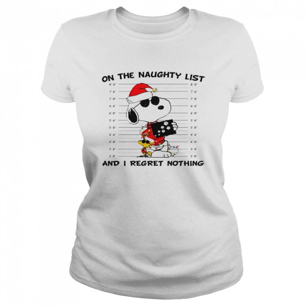 Snoopy Santa On the naughty list and i regret nothing shirt Classic Women's T-shirt