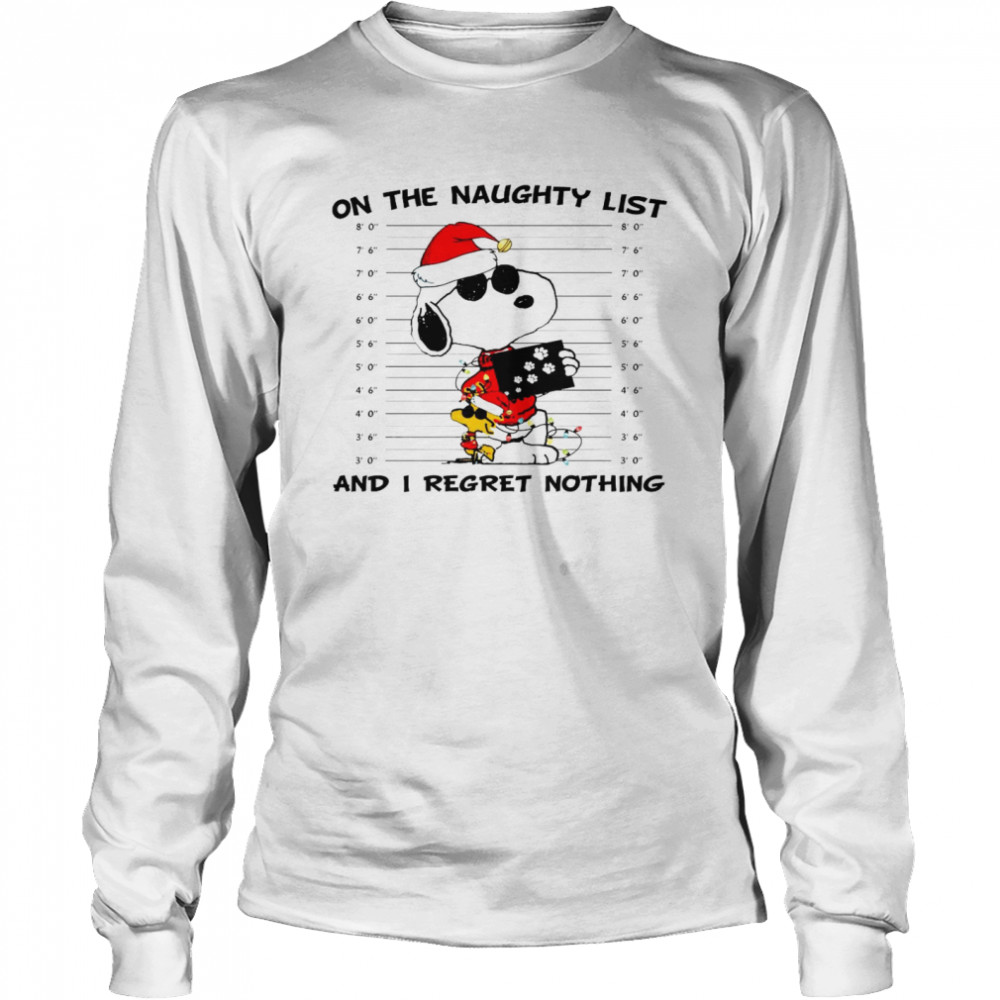 Snoopy Santa On the naughty list and i regret nothing shirt Long Sleeved T-shirt