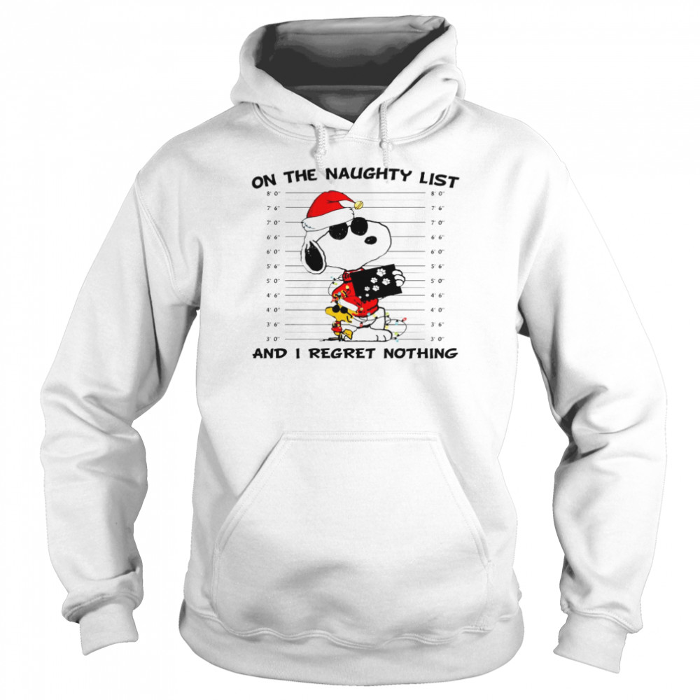 Snoopy Santa On the naughty list and i regret nothing shirt Unisex Hoodie