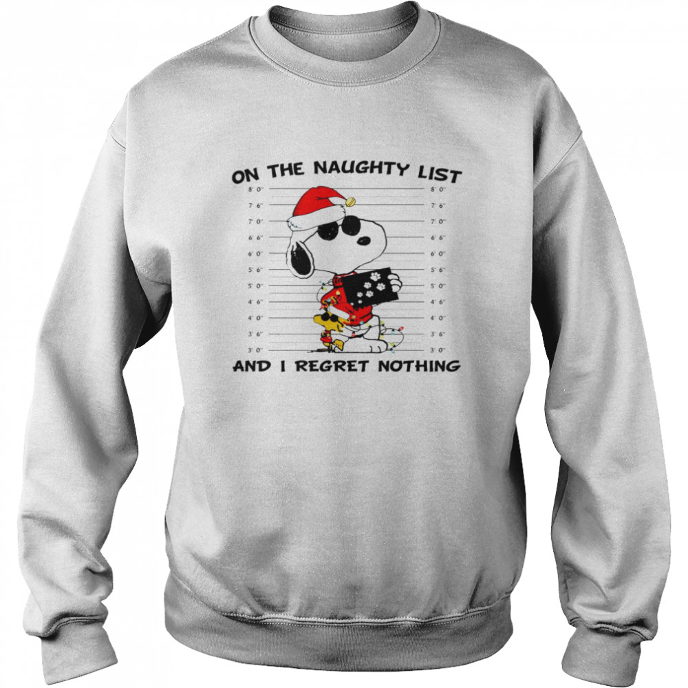 Snoopy Santa On the naughty list and i regret nothing shirt Unisex Sweatshirt