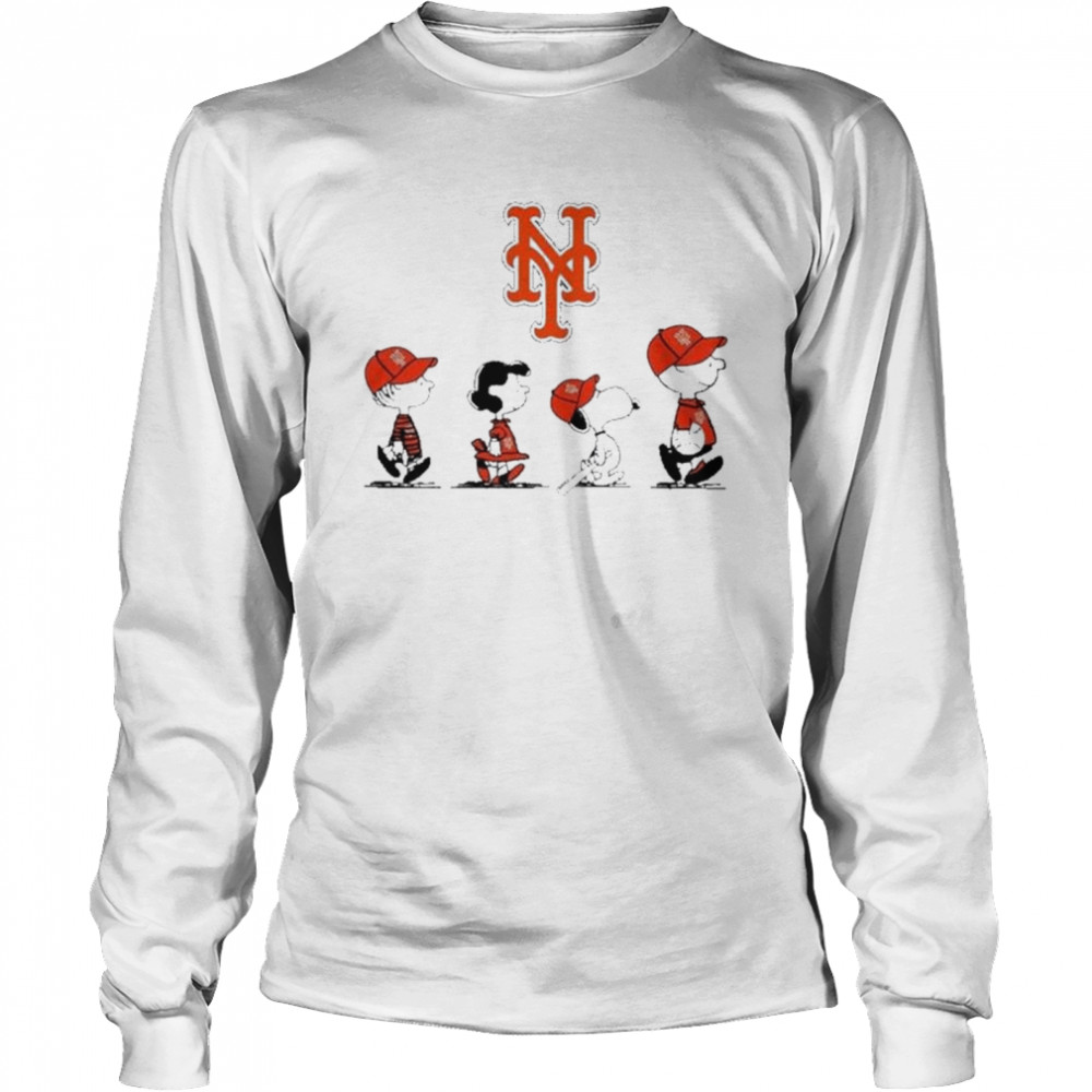 The Peanuts Play Baseball New York Mets Football Long Sleeved T-shirt