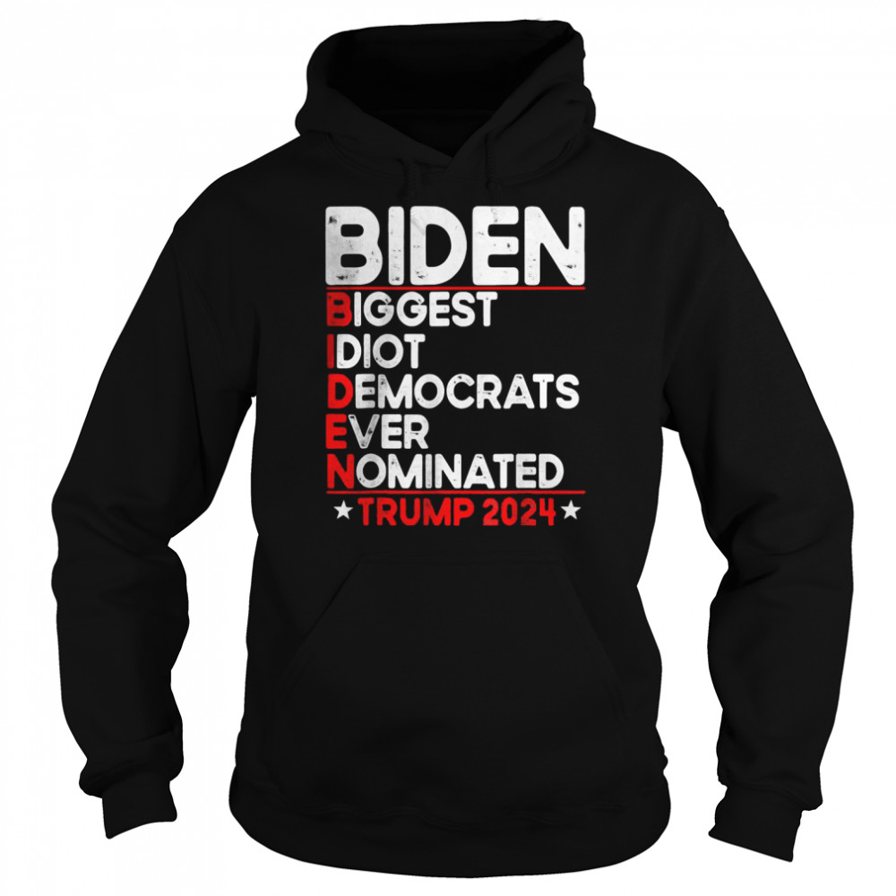 Anti Biden Biggest Idiot Democrats Ever Nominated Trump 2024 Tee Unisex Hoodie