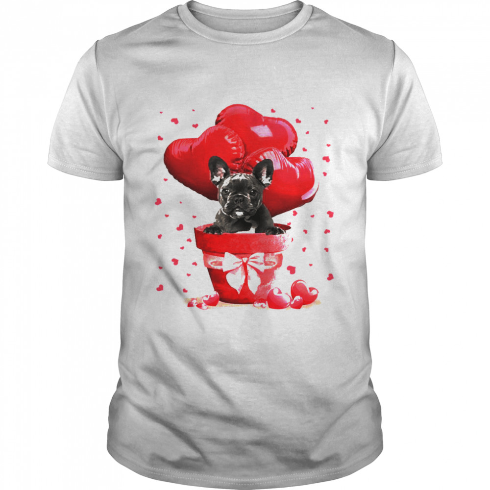 Valentine Pot BLACK French Bulldog Classic Men's T-shirt