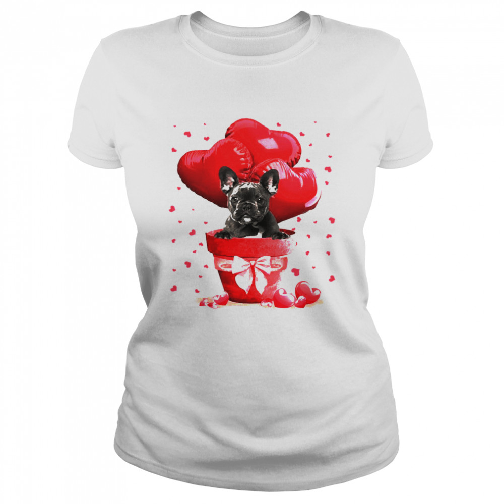 Valentine Pot BLACK French Bulldog Classic Women's T-shirt