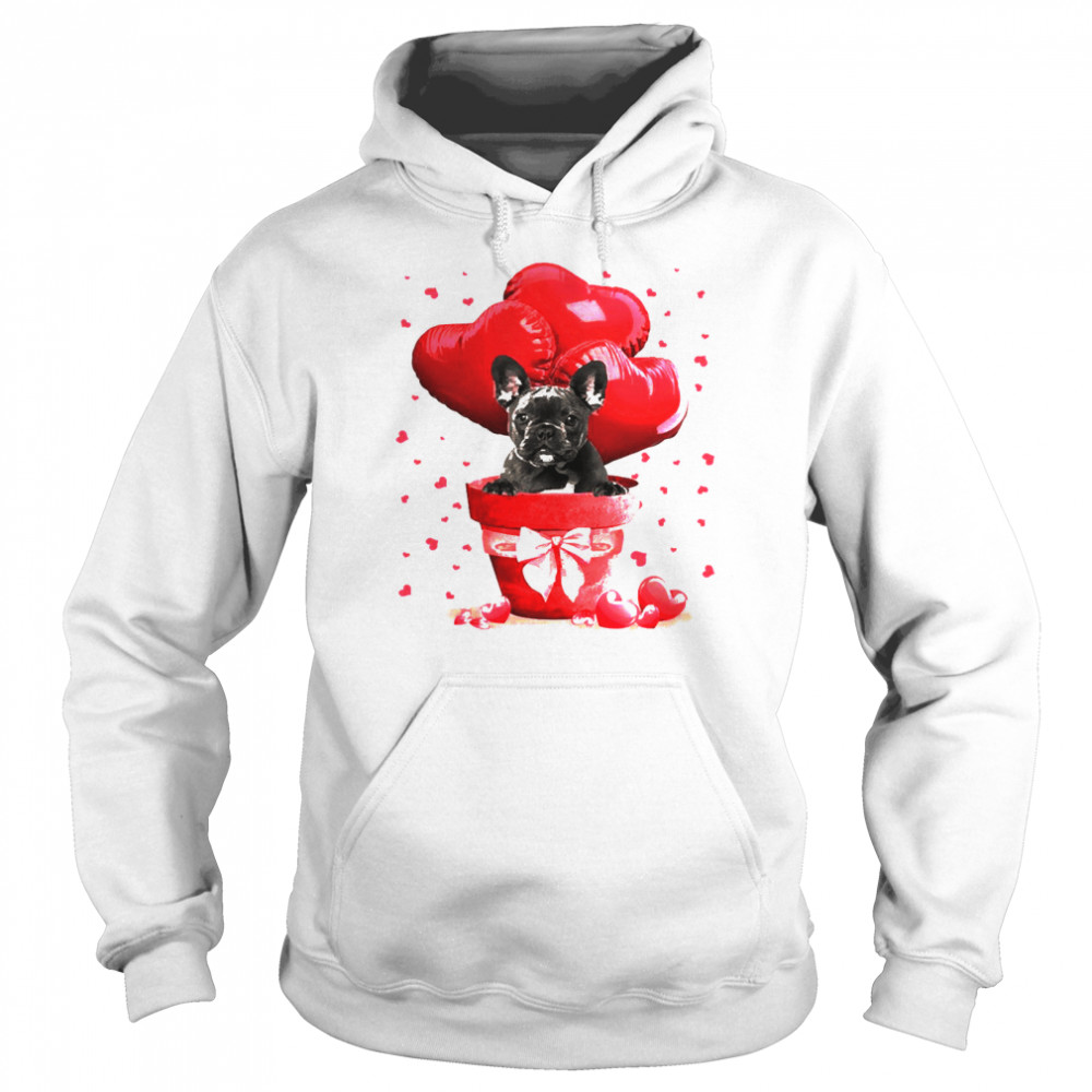 Valentine Pot BLACK French Bulldog Unisex Hoodie