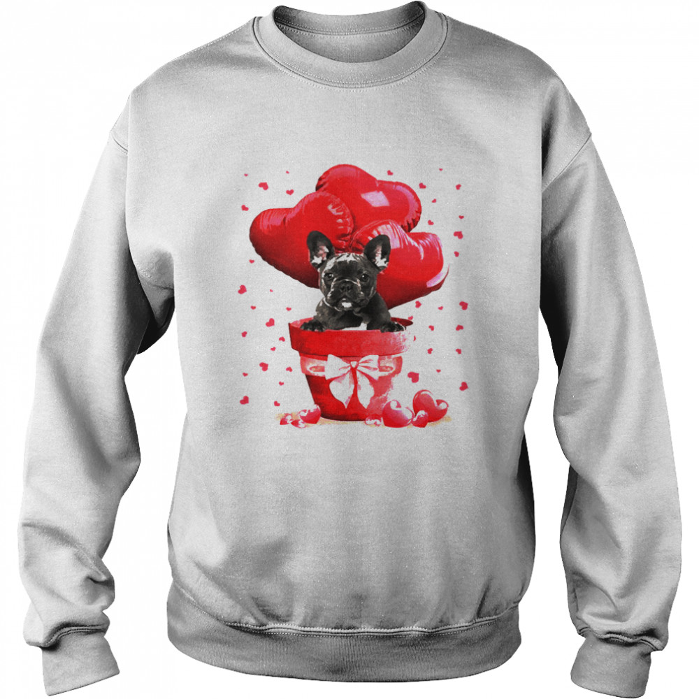 Valentine Pot BLACK French Bulldog Unisex Sweatshirt