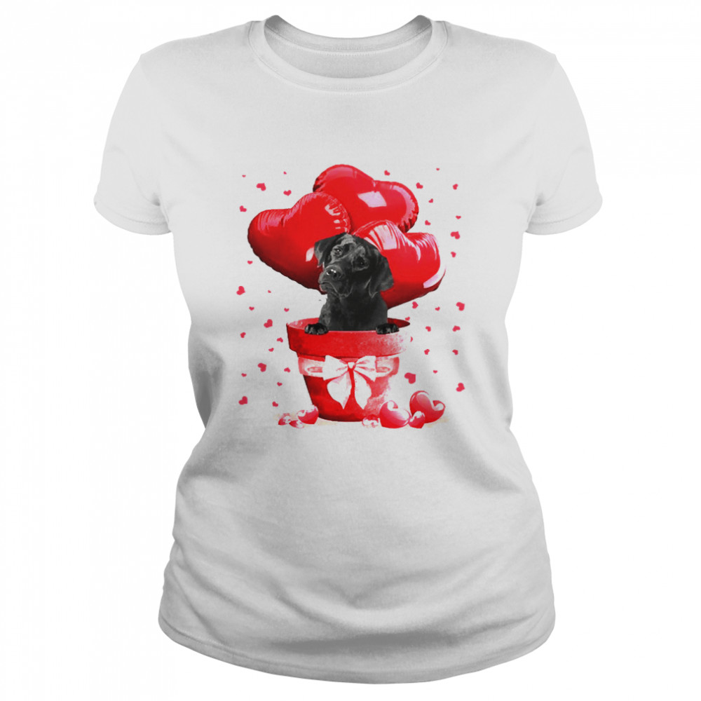 Valentine Pot Black Labrador Dogs Classic Women's T-shirt