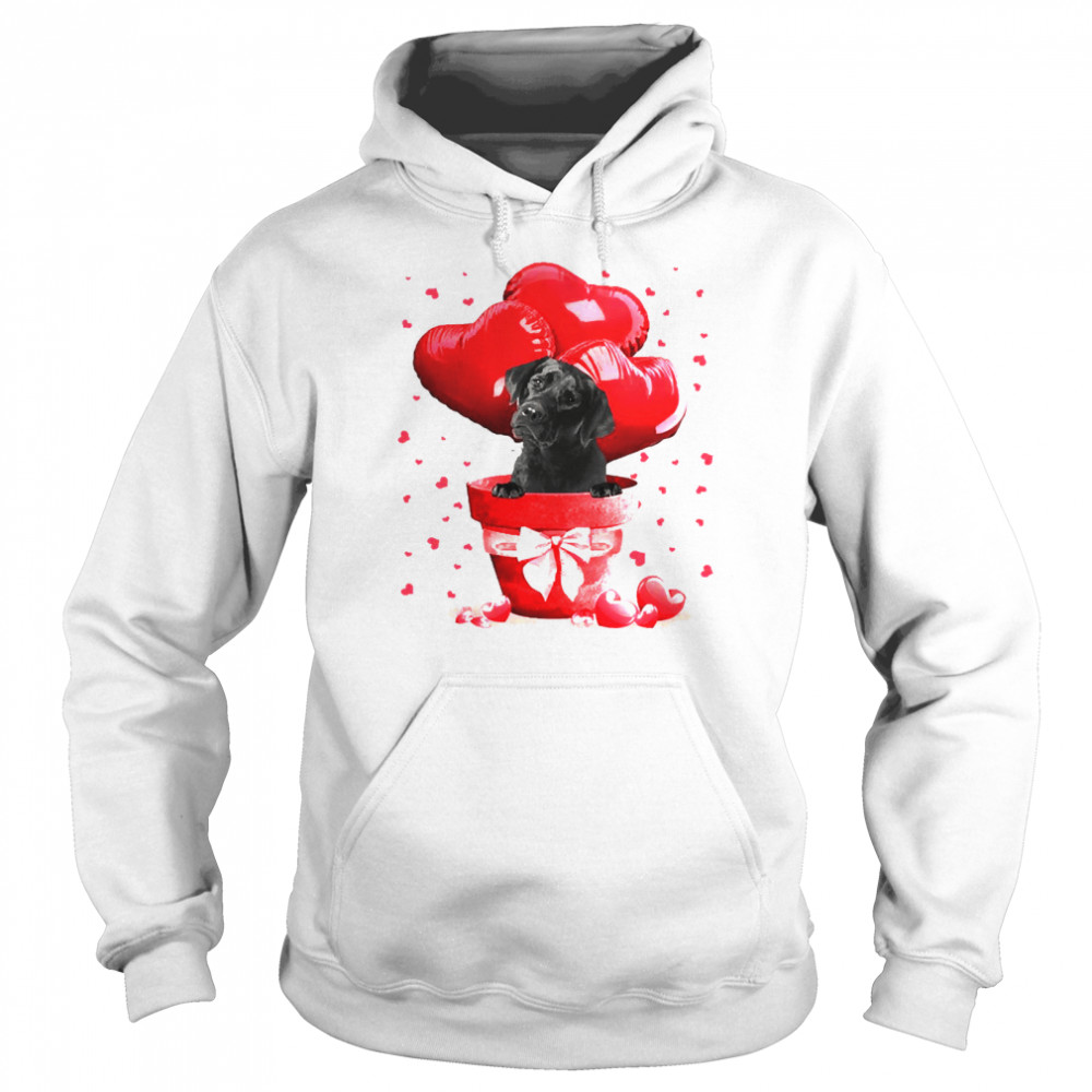 Valentine Pot Black Labrador Dogs Unisex Hoodie