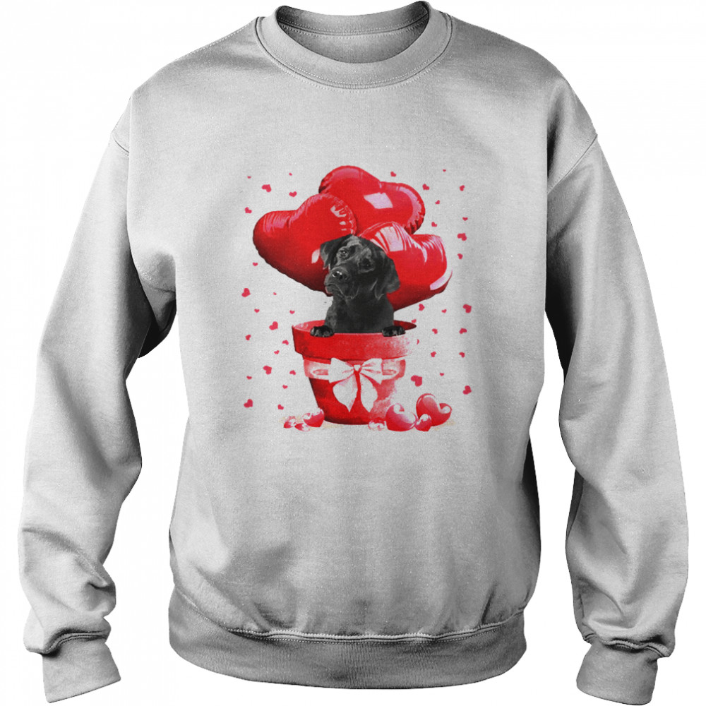 Valentine Pot Black Labrador Dogs Unisex Sweatshirt