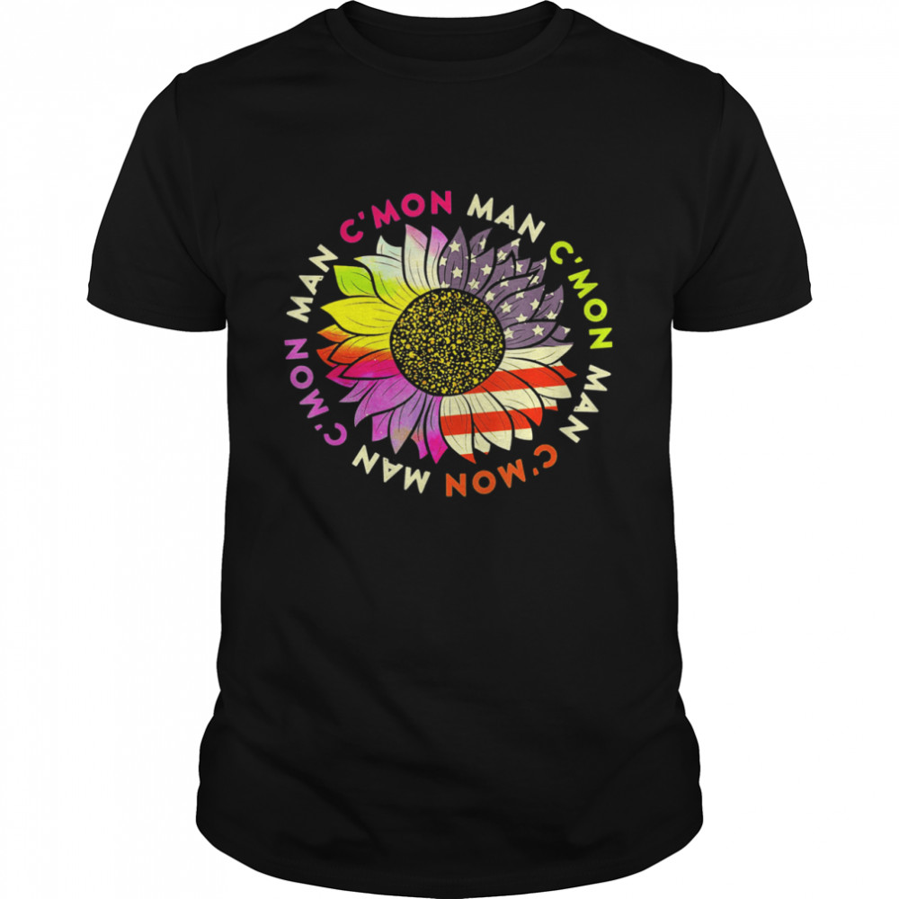 C’mon Man American Flag Rainbow Hippie Tie Dye Sunflower  Classic Men's T-shirt