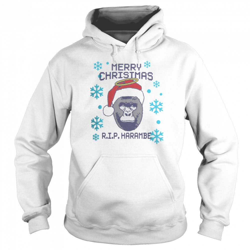 Merry christmas rip harambe shirt Unisex Hoodie