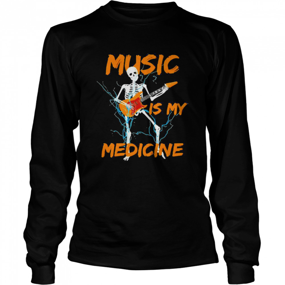 Skeleton Playing Guitar Music Long Sleeved T-shirt