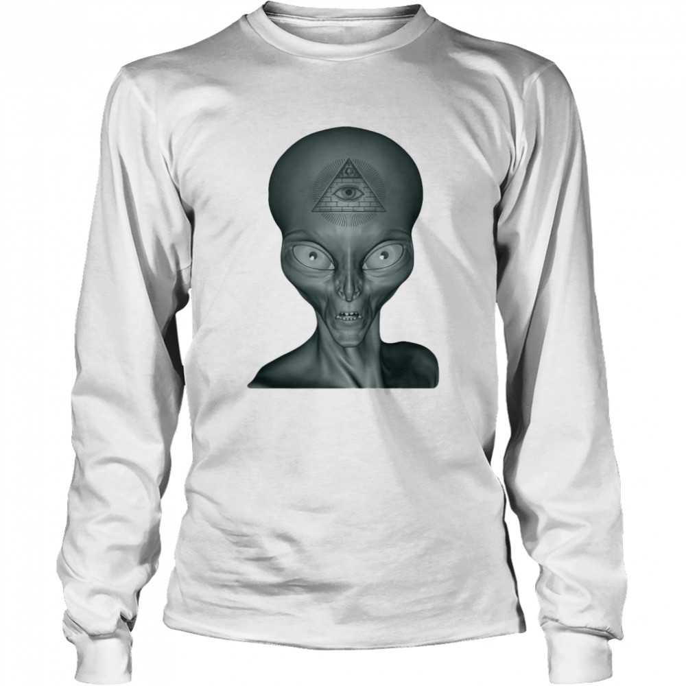 Alienations Illuminati Alien All Seeing Eye Graphic Long Sleeved T-shirt