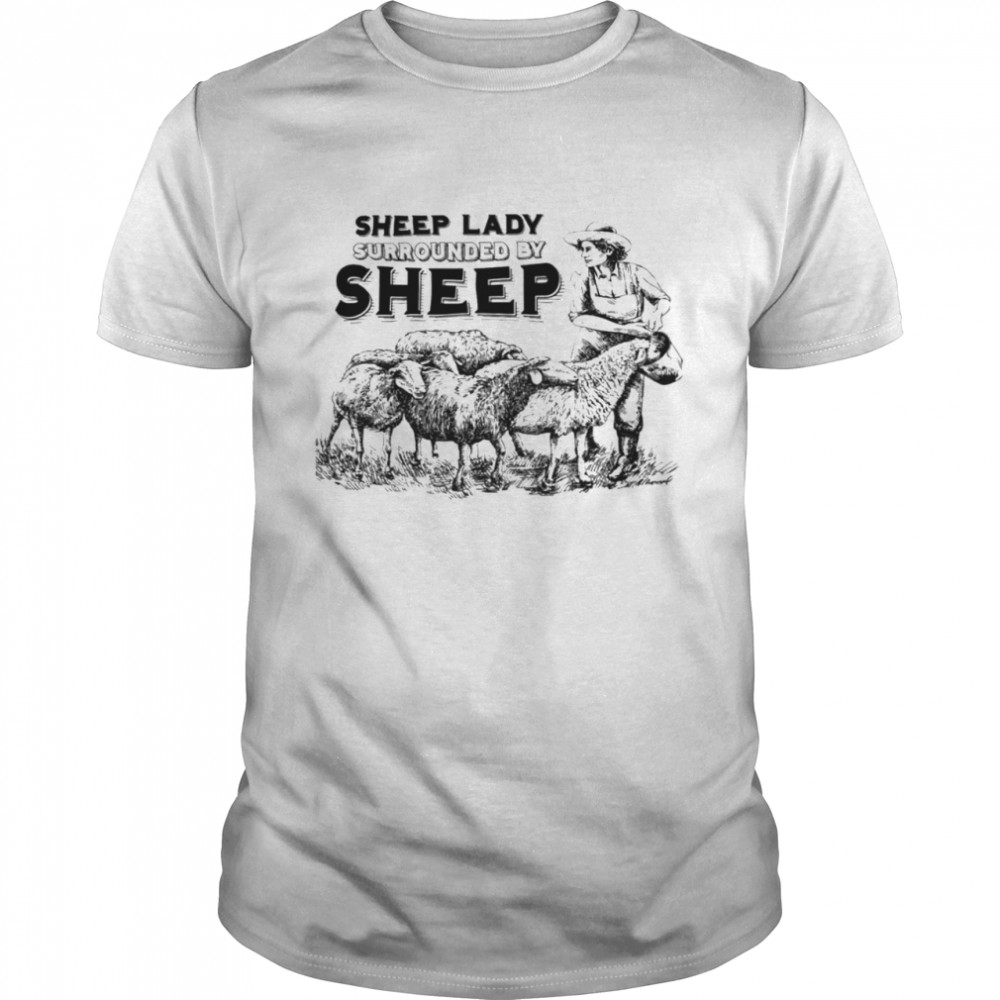 Sheep lady surrounded by sheep shirt Classic Men's T-shirt