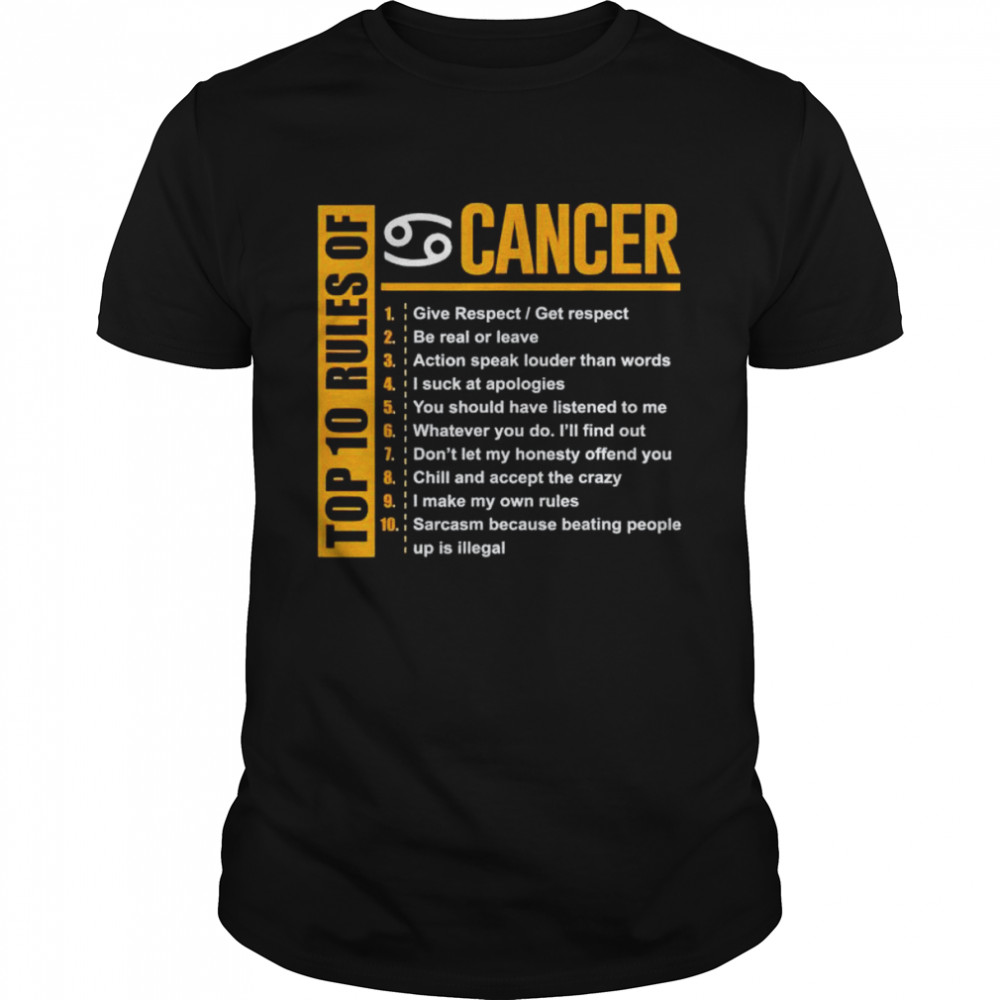 Top 10 rules of cancer shirt