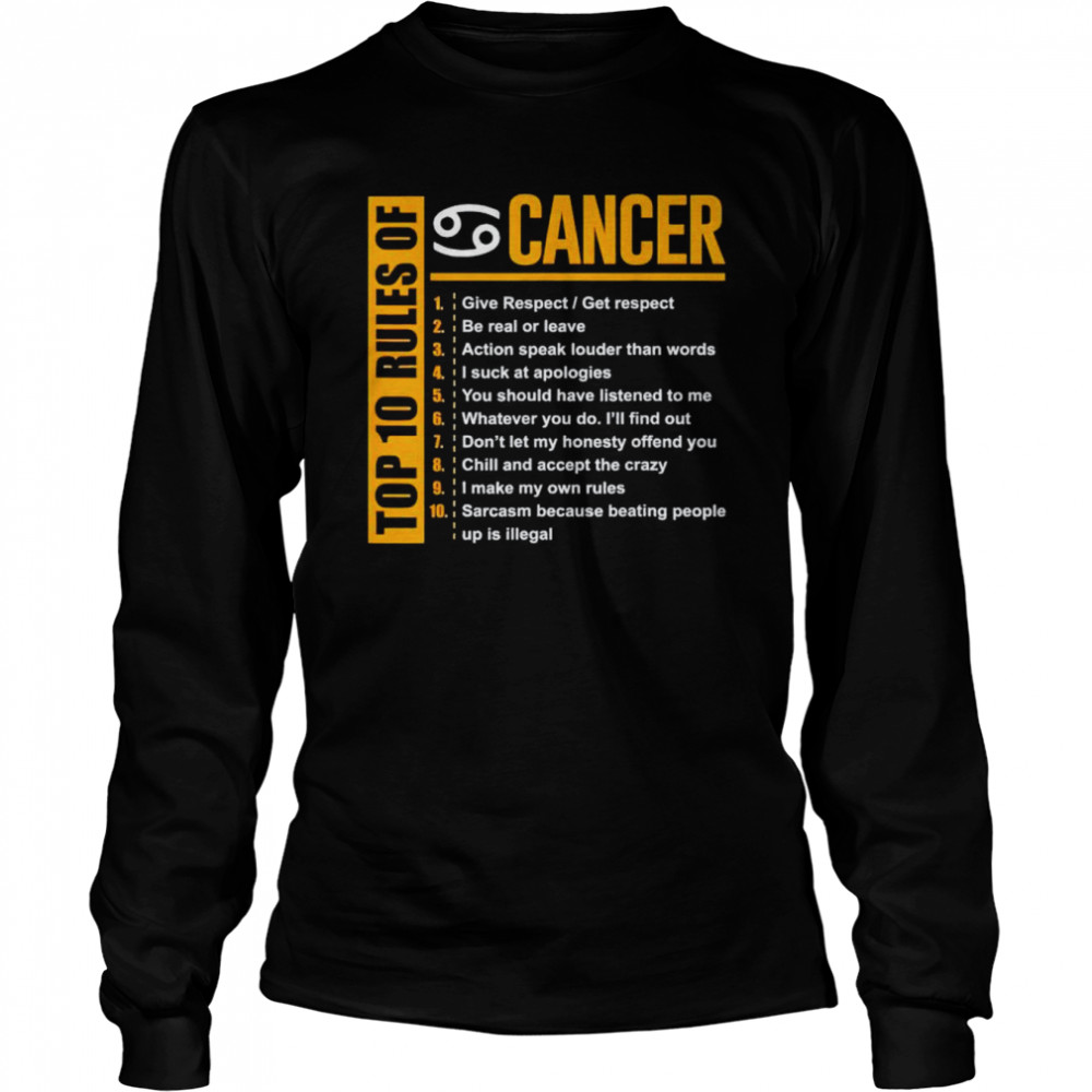 Top 10 rules of cancer shirt Long Sleeved T-shirt